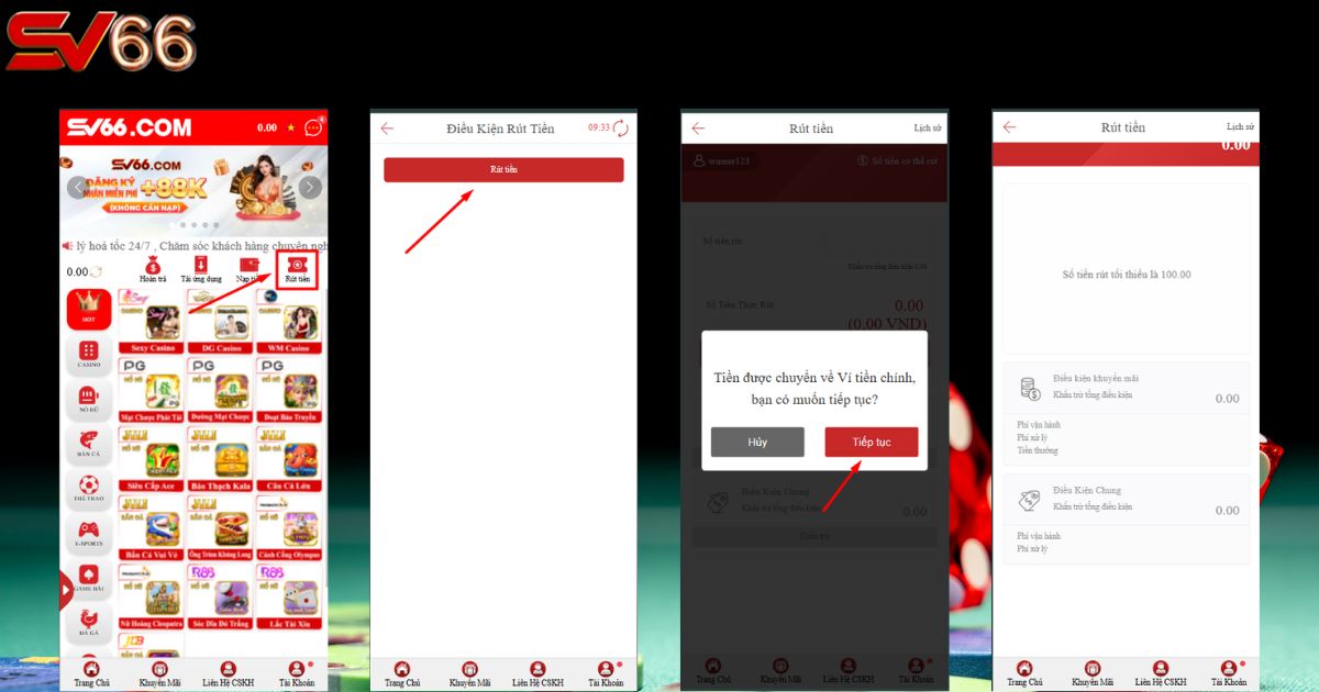 Các bước rút tiền trên SV66 bằng điện thoại chi tiết nhất