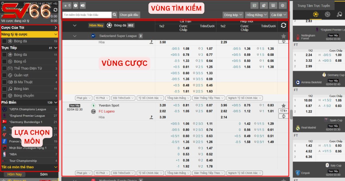 Cơ bản của một sân cược thể thao hiện nay