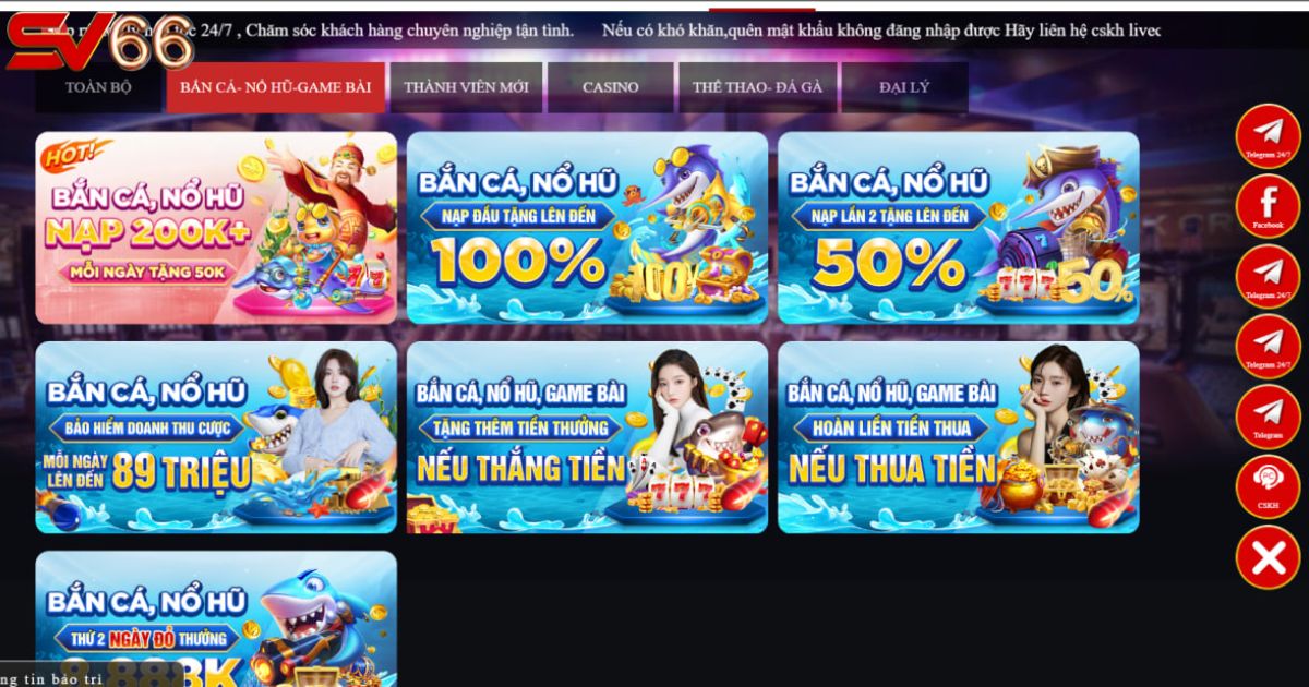 Danh sách khuyến mãi ngập tràn cho khách chơi Bắn Cá SV66