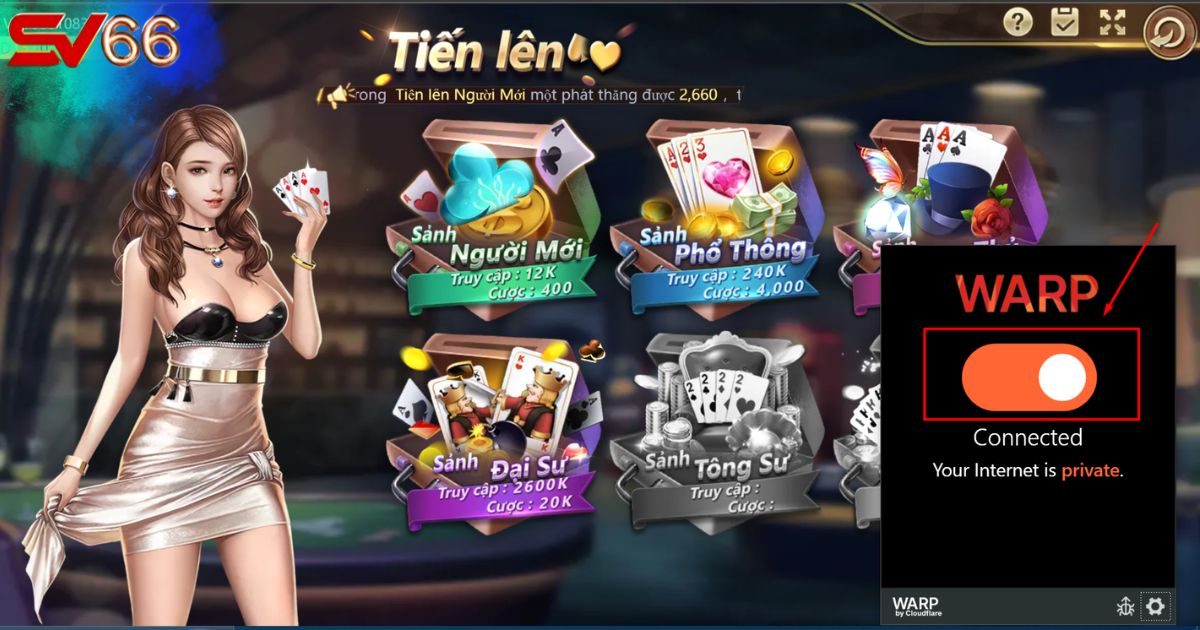 “Gạt nút cam” là có thể khởi động VPN để gia nhập nhà cái SV66