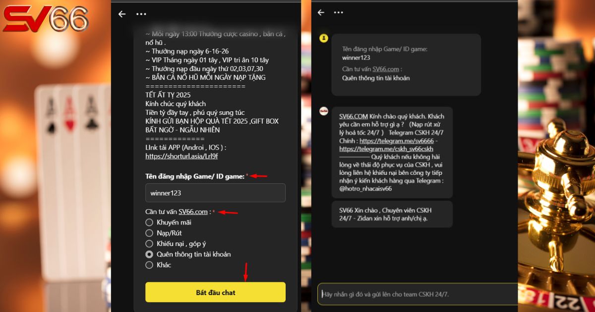Live chat - Kênh CSKH chủ yếu của SV66
