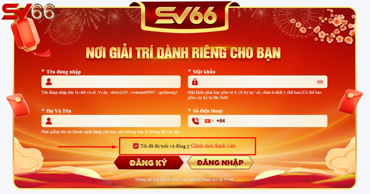 Nhà cái SV66 chỉ cho phép đăng ký tài khoản khi bạn đủ 18 tuổi