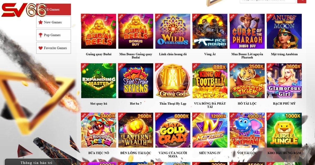 SV66 mang đến vô vàn thể loại Nổ Hũ khác nhau