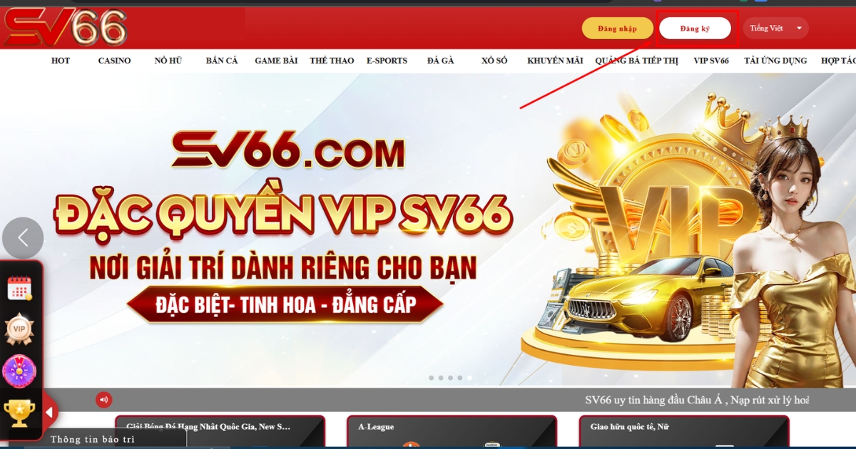 Tại trang chủ nhấp vào mục đăng ký