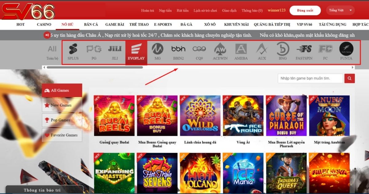 Vô số nhà phát hành game nổi tiếng đang hợp tác cùng SV66