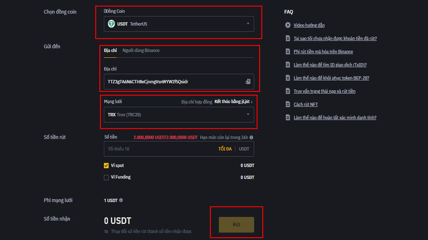 Hoàn tất mẫu và hoàn tất giao dịch nạp tiền SV66 bằng USDT