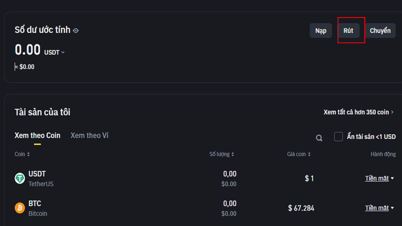 Chọn mục “Rút”